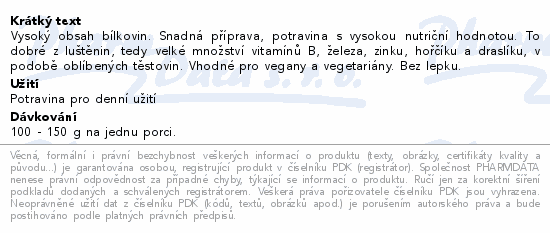 Informace o produktu:<br> Luštěninové těstoviny z cizrny 250g - Vřetena