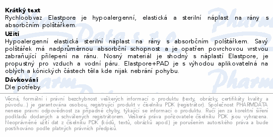 Informace o produktu:<br> ELASTPORE+PAD náplast samolep.sterilní 10x15cm 1ks