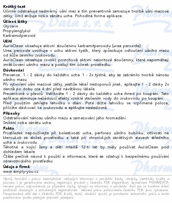 Informace o produktu:<br> AurisClean ušní sprej DaVinci Academia 15ml
