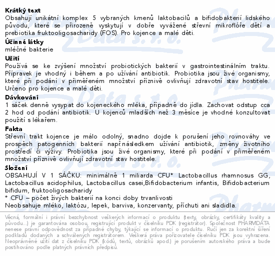 Informace o produktu:<br> NatureVia Laktobacílky baby 30 sáčků