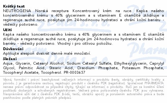 Informace o produktu:<br> Neutrogena krém na ruce 75ml