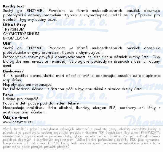 Informace o produktu:<br> Enzymel Parodont suchý gel pastilky 60ks