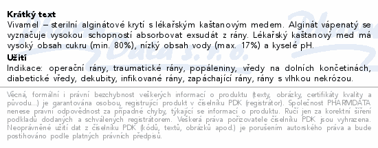 Informace o produktu:<br> VIVAMEL Alginate steril.krytí s medem 10x10cm 10ks