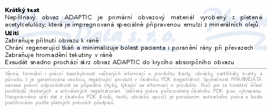 Informace o produktu:<br> Adaptic nepřilnavý obvaz 7.6x20.3cm 24ks