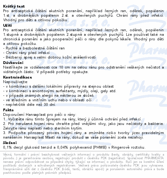 Informace o produktu:<br> Hansaplast Sprej na rány 50ml
