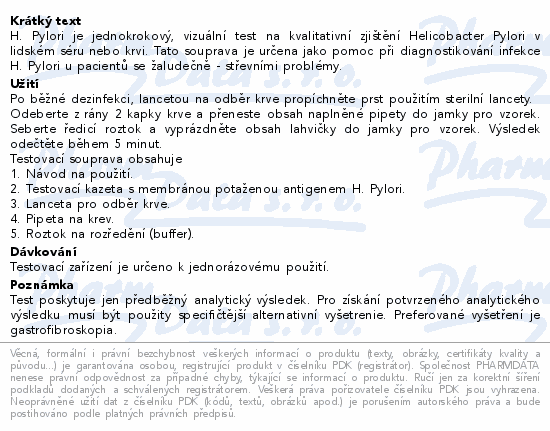 Informace o produktu:<br> RapiClear H.Pylori