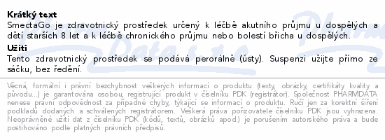 Informace o produktu:<br> smectaGo Diosmectitum 3g 12 sáčků