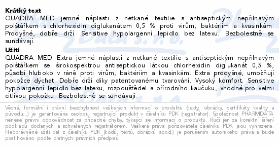 Informace o produktu:<br> Quadra Med prodyš.antisept.sens.náplasti 40ks 5vel