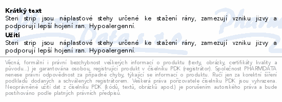 Informace o produktu:<br> Náplast Steri strip 6x38mm/6ks R 1542