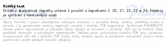 Informace o produktu:<br> Držátko skalpel.čepelek č.4 ČLR