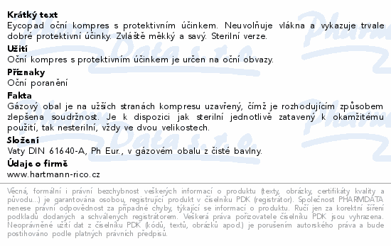 Informace o produktu:<br> Kompres Eycopad ster.56x70mm 25ks 4155407