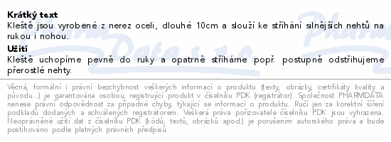 Informace o produktu:<br> Kleště na nehty malé 100mm SI-05