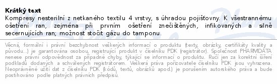 Informace o produktu:<br> Kompres net.text. nesteril. 5x5/100ks 4 vrstvy ZSZ
