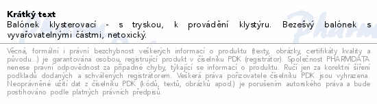 Informace o produktu:<br> Balonky klysterovací 60/80 vel.5 ZSZ