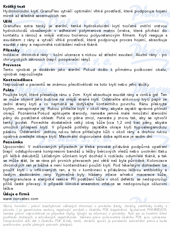 Informace o produktu:<br> Granuflex Extra-Thin 7.5x7.5cm 5ks