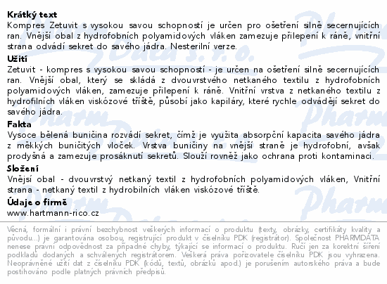 Informace o produktu:<br> Kompres Zetuvit nester.10x20cm 30ks