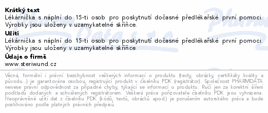 Informace o produktu:<br> Lékárnička nást.dřev.bílá do 15 osob Steriwund