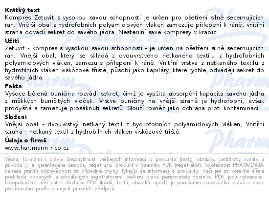 Informace o produktu:<br> Kompres Zetuvit E nesterilní 10x20cm 50ks