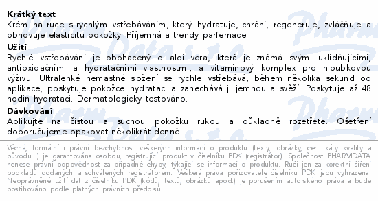 Informace o produktu:<br> INDULONA krém na ruce rychlé vstřebávání 50ml