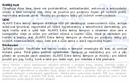 Informace o produktu:<br> ALAVIS Extra šetrný šampon 250ml
