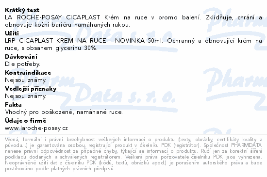 Informace o produktu:<br> LA ROCHE-POSAY CICAPLAST krém na ruce PROMO 100ml