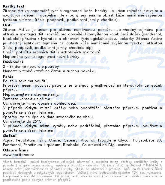 Informace o produktu:<br> Zitenax Active krémpasta 50ml