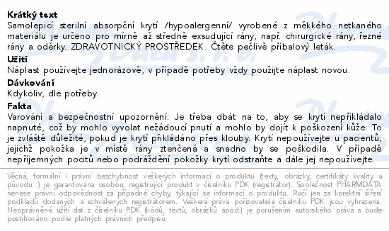 Informace o produktu:<br> Medrull náplast samolepicí sterilní 6x7cm 5ks