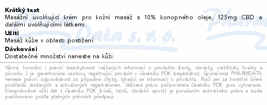 Informace o produktu:<br> Konopné mazání 10% s CBD 125ml