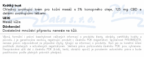 Informace o produktu:<br> Konopné mazání chladivé s CBD 125ml