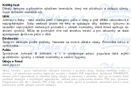 Informace o produktu:<br> Johnsons Bedtime šampon pro dobré spaní 500ml
