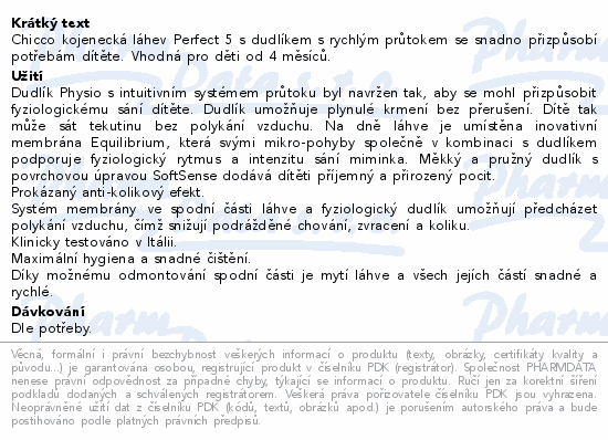 Informace o produktu:<br> CHICCO Láhev Perfect 5 silikon 300ml chlapec