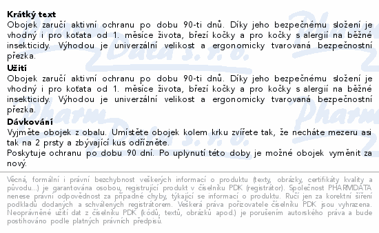 Informace o produktu:<br> Menforsan Antiparazitní obojek pro kočky 33cm