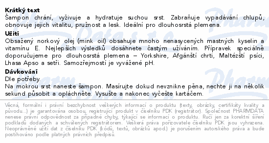 Informace o produktu:<br> Menforsan Šampon ochran.s nork.olej.pro psy 300ml
