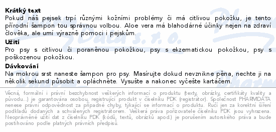 Informace o produktu:<br> Menforsan Šampon zklidň.s Aloe vera pro psy 300ml
