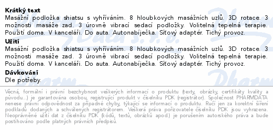 Informace o produktu:<br> NAIPO Masážní podložka MGBK-2606H