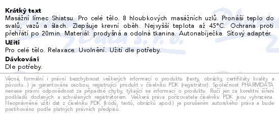 Informace o produktu:<br> NAIPO Masážní límec MGS-150DC