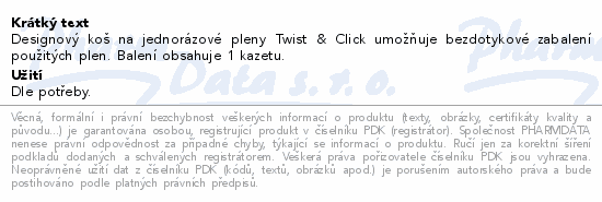 Informace o produktu:<br> Tommee Tippee Twist&Click Koš na pleny modrý