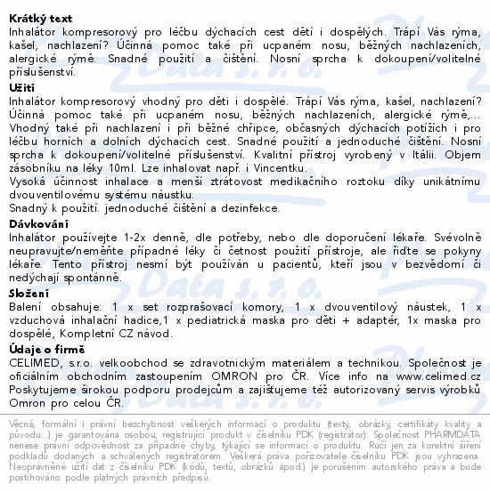 Informace o produktu:<br> Inhalátor kompresorový OMRON C28P (NE-C105-E)