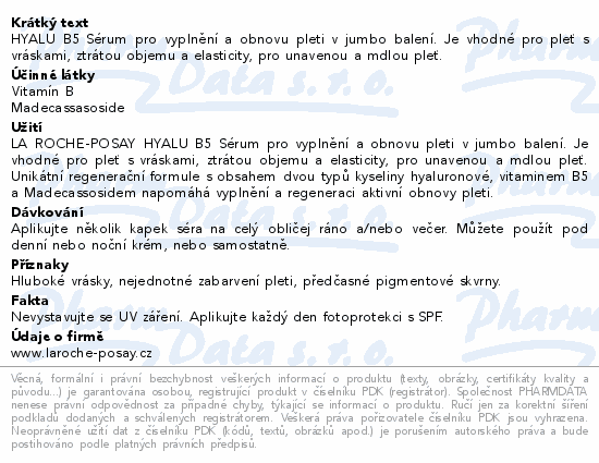 Informace o produktu:<br> LA ROCHE-POSAY HYALU B5 sérum 50ml