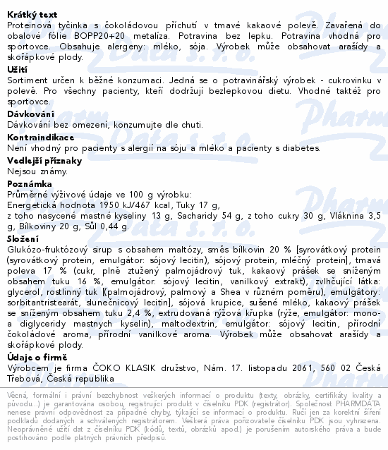 Informace o produktu:<br> Proteinový suk s čokoládovou příchutí 45g