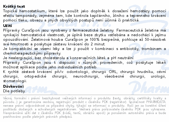 Informace o produktu:<br> CuraSpon Standard CS-010 80x50x10mm 20ks