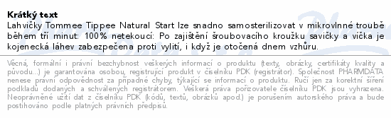 Informace o produktu:<br> Tommee Tippee Natural Kojenec.lahev 260ml 0m+ 3ks
