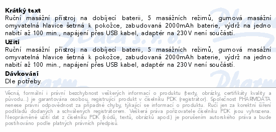 Informace o produktu:<br> NAIPO Masážní přístroj MGPC-806P