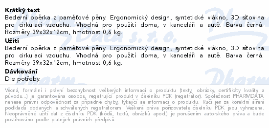 Informace o produktu:<br> NAIPO Bederní opěrka MGMS-LD26