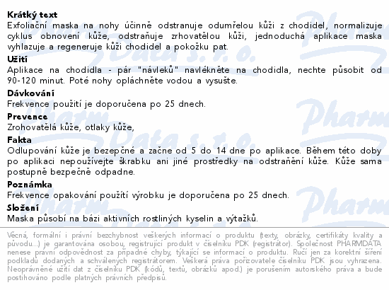 Informace o produktu:<br> Lbiotica Exfoliační maska na chodidla 1pár