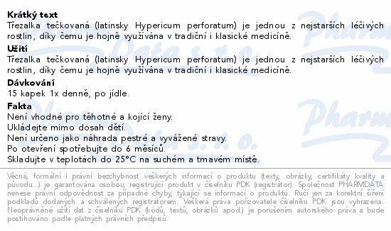 Informace o produktu:<br> Blendea Třezalka olejové kapky 10ml
