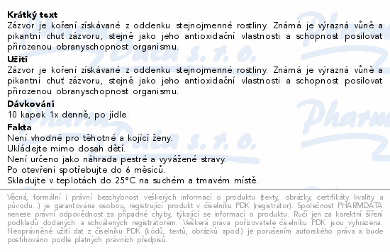Informace o produktu:<br> Blendea Zázvor olejové kapky 10ml