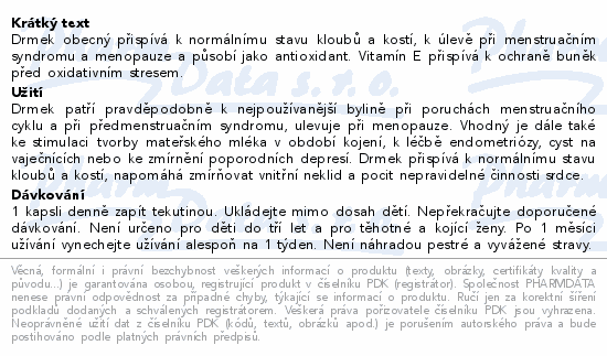 Informace o produktu:<br> Drmek + vitamín E kapsle cps.120 Wolfberry