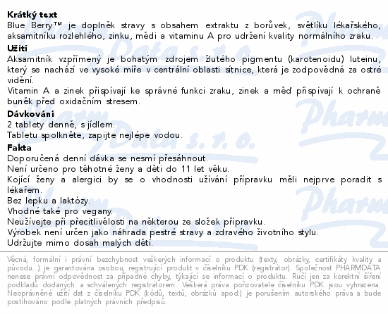 Informace o produktu:<br> Blue Berry tbl.60 New Nordic