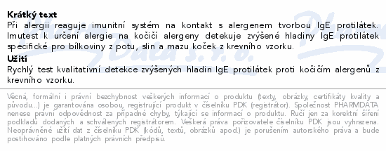 Informace o produktu:<br> Imutest Autotest na alergie Kočky